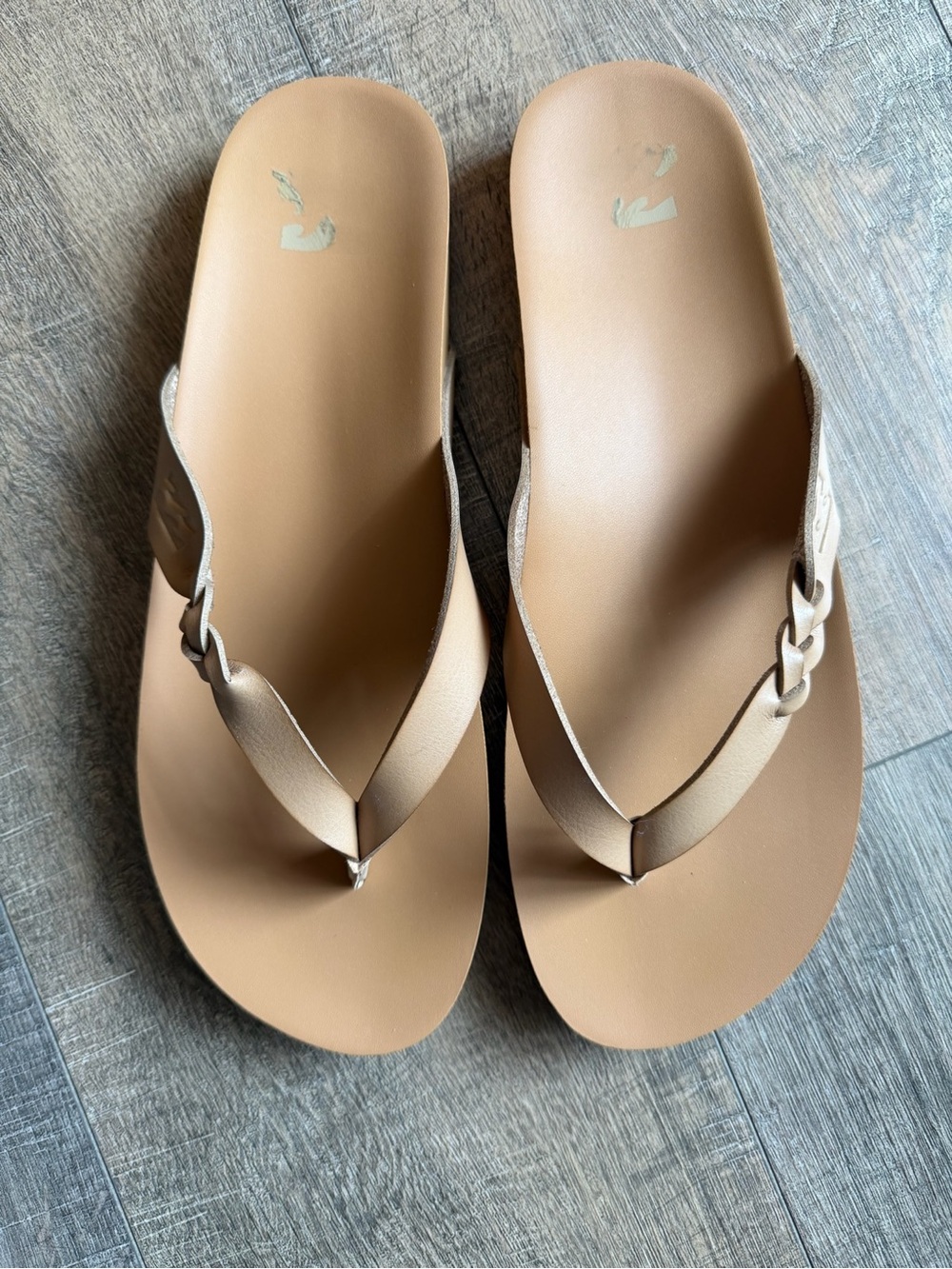 Reef Women's Tan Braided-Detail Flip Flop Sandals